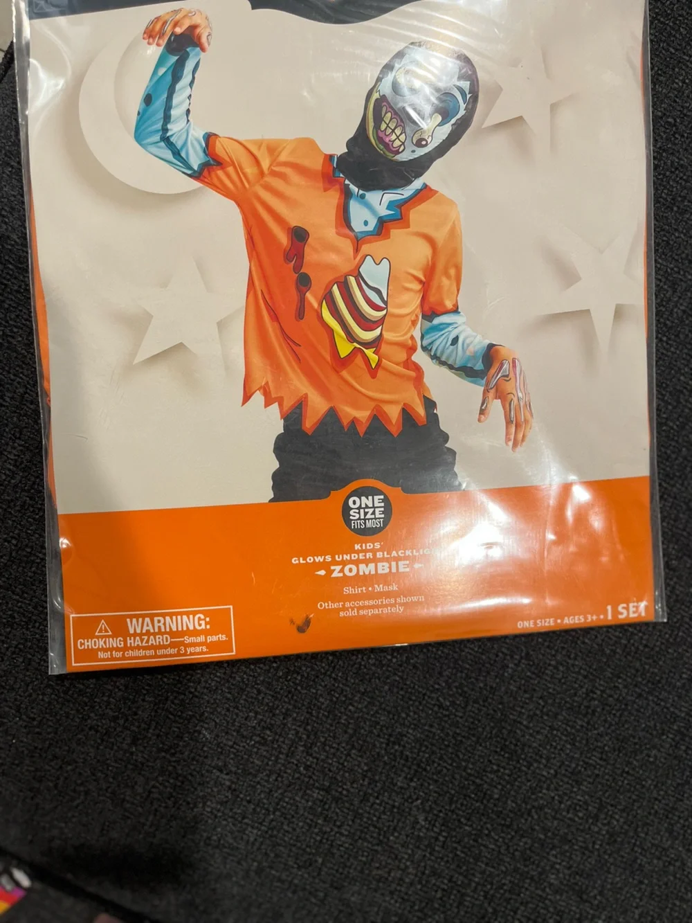 Kids Orange Zombie Costume with Mask - One Size
